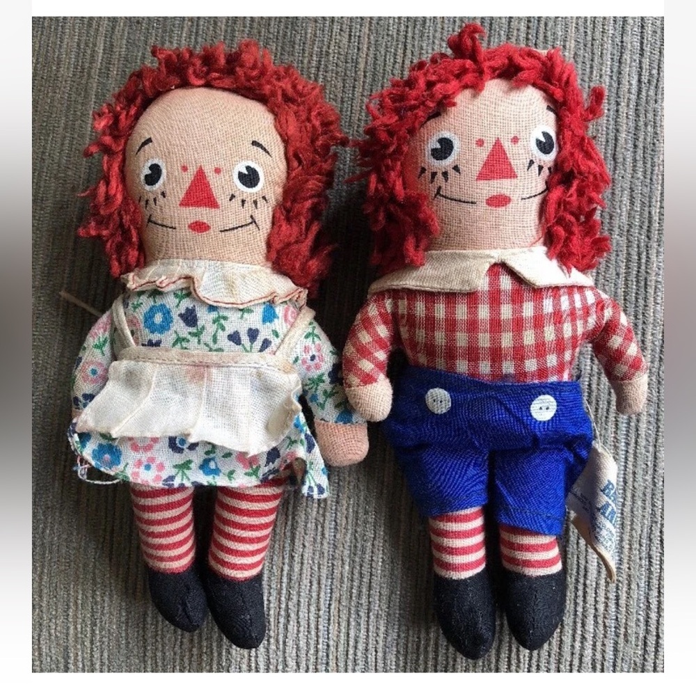 Knickerbocker 1970’s Vintage Raggedy Ann & Andy doll Plush 6” bundle Preowned